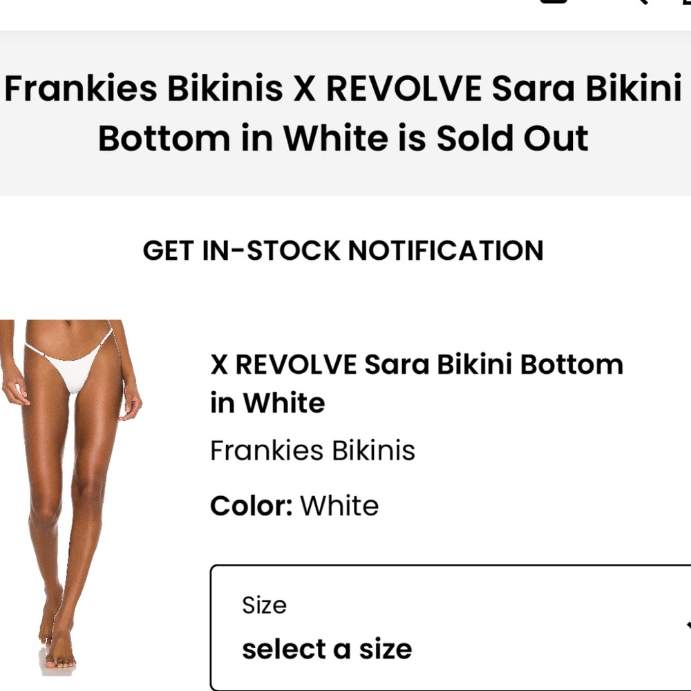 FRANKIES BIKINIS ❤️🔥 SARA BOTTOMS IN WHITE NWT SIZE LARGE - Picture 7 of 9